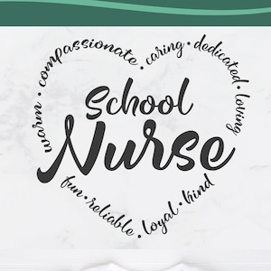 School Nurse svg, nurse appreciation svg, word heart svg, Nursing svg, school staff svg, heart svg, words around, word svg, healthcare