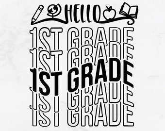 Primer grado svg, primer grado svg, maestro de primer grado svg, primer grado svg, primer grado svg, maestro svg, regreso a la escuela, fuente de espejo repetida
