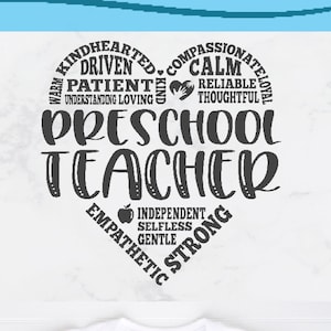 Preschool Teacher svg, preschool svg, preschool heart svg, first day of preschool, School svg Files, Teacher svg, Back to School, subway art