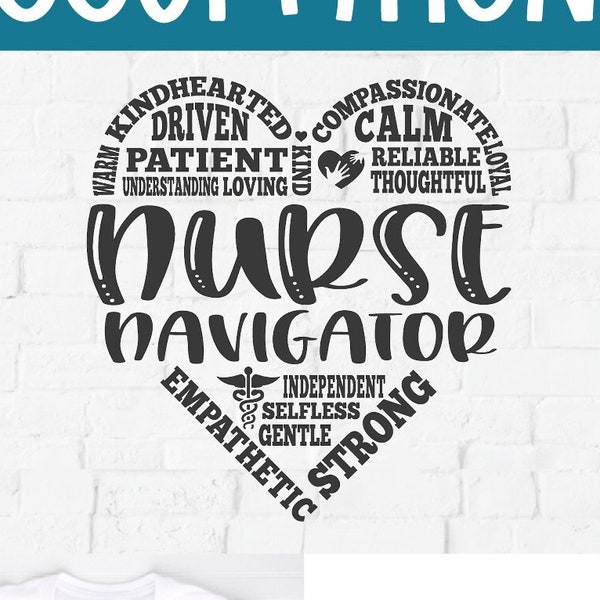 Nurse navigator svg, nurse appreciation svg, heart svg, Nursing svg, RN svg, heart svg, words around, word svg, healthcare, patient care