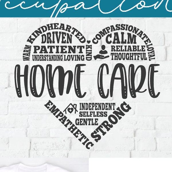 Home care svg, home health aide svg, homecare svg, HHA svg, home healthcare svg, heart with text svg, care worker svg, HHA gift svg dxf png