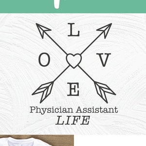 Physician assistant svg, pa svg, physician assistant, physician&#39;s, assistants, silhouette, cricut, heart and arrows, svg dxf png