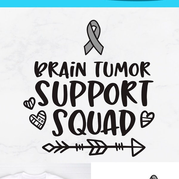 Brain Tumor svg, brain tumor awareness svg, svg dxf png, support squad svg, brain cancer svg, march 15, svg cut file for cricut, gray ribbon