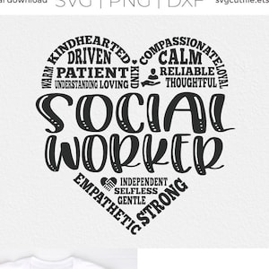 Assistente social svg, serviço social svg, arte de metrô svg, ideia de presente para assistente social, arte da palavra, coração de nuvem de palavras, presente de assistente social, svg dxf png