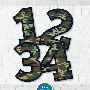 Camoflauge svg, camuflagem svg, número svg, números svg, camo svg, camisa de aniversário camuflada, decorações de festa, convite militar svg, exército svg