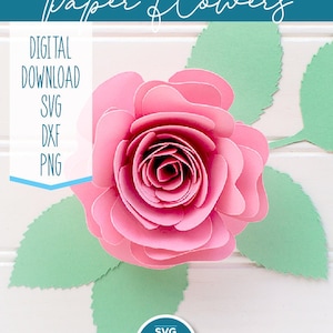 Rolled rose svg, rolled flower svg, rolled paper flowers svg, template, bundle, 3D felt fabric, foliage leaves, rosette svg dxf png, quilled