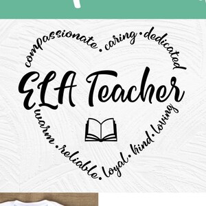 ELA Teacher svg, English teacher svg, English Language Arts teacher, school svg, heart shape, back to school svg, appreciation week