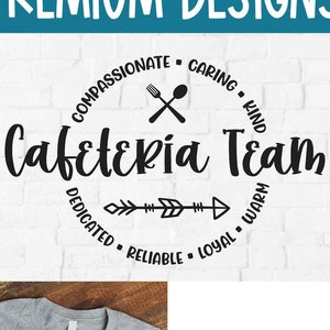 Cafeteria team svg, lunch lady svg, cafeteria worker, lunchlady, squad crew, lunchroom, lunch room, round circle, for men or women
