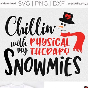 クリスマス理学療法 svg、理学療法チリン スノーミー svg、セラピスト、dxf svg、クリスマス休暇、理学療法アシスタント、昇華 png
