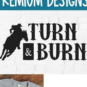 Barrel Racer svg, Barrel Racing SVG, Cowgirl Rodeo Clipart, Turn and Burn svg, meisje paard svg, silhouet vrouw, vrouw, draaien en branden