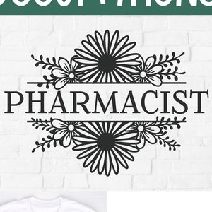 Pharmacist svg, pharmacy svg, flowers svg, floral pharmacist, split frame svg, pharmacy gift idea, love pharmacy, for Cricut, svg dxf png