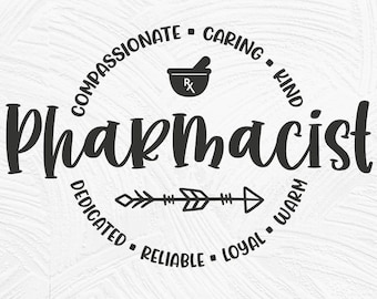Pharmacist svg, pharmacy svg, round circle, rx bowl icon, pharmacist svg, pharmacy gift idea, for men or women, mortar pestle, svg dxf png