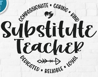 Substitute Teacher svg, teacher appreciation svg, word art, school svg, round circle, teacher word art, back to school svg, warm day week