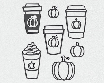 Pumpkin spice latte svg, pumpkin spice svg, pumkin coffee addict svg, coffee cup doodle svg, to go cup, psl svg, clip art, svg dxf png
