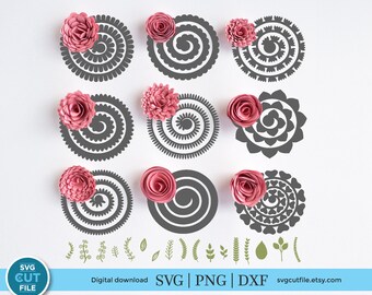 Download Rolled Paper Flowers Etsy SVG, PNG, EPS, DXF File