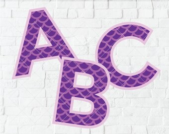 Mermaid letters svg, mermaid birthday svg, mermaid alphabet svg, mermaid font svg, 1st 2nd 3rd 4th 5th, little fish party, svg dxf png