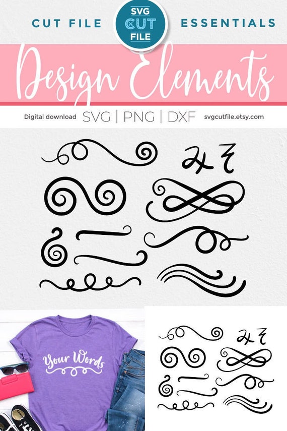 Flourish svg lijnen loops svg scroll svg squiggly line Etsy België