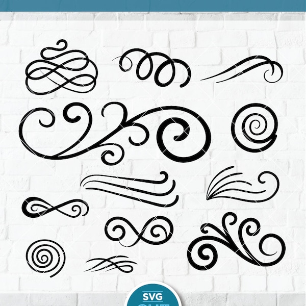 Swoosh SVG or Swish PNG, squiggle svg loop, Swash underline dxf, swishy curly curls, or swirly swirl swishes swashes & swooshes ornaments