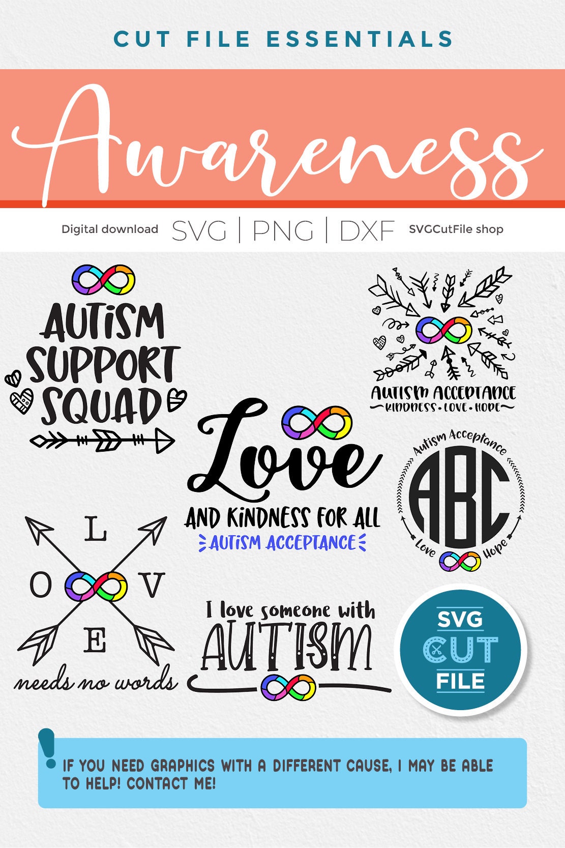 Autism Infinity Svg Bundle, Aspergers Syndrome Awareness, Rainbow ...