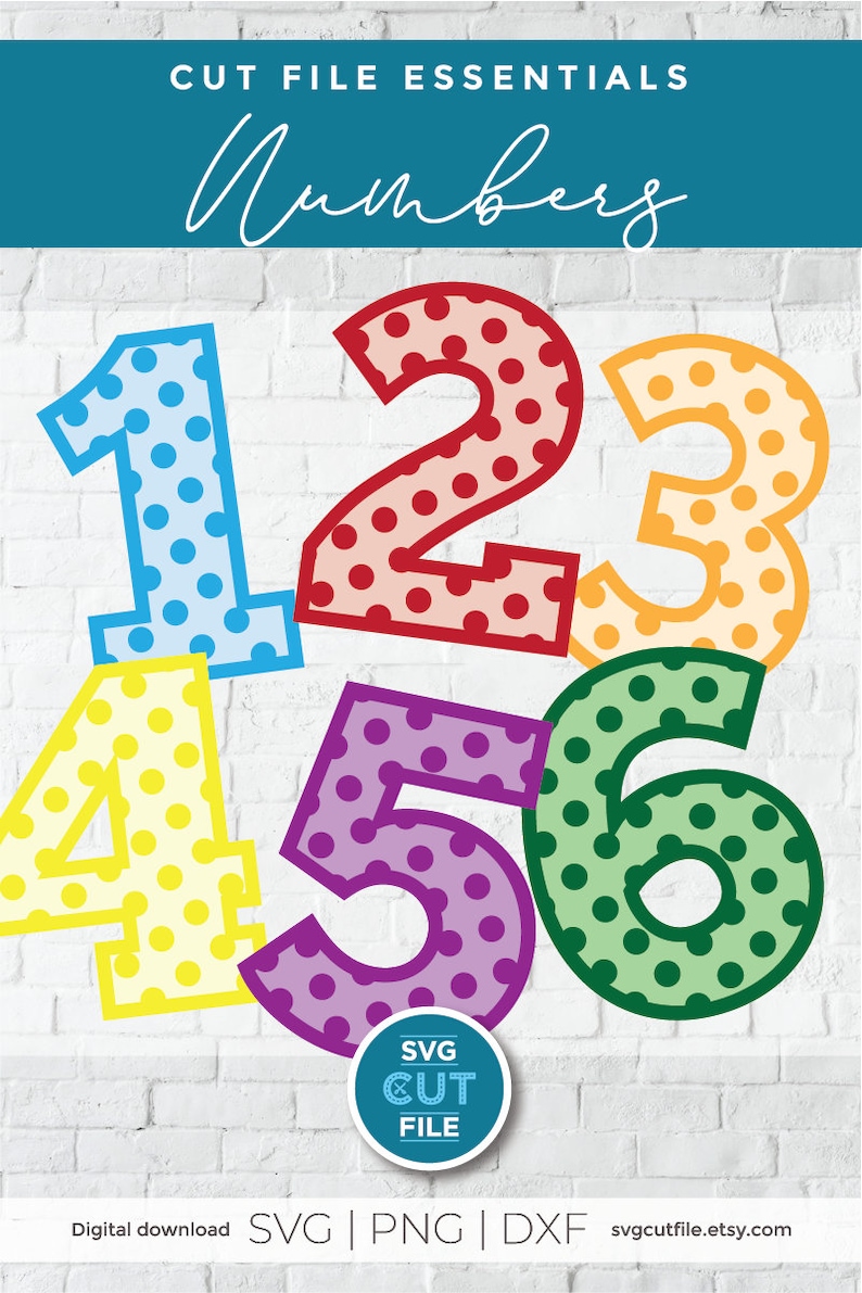 Polka dot numbers svg polka dot 1 printable numbers polka | Etsy