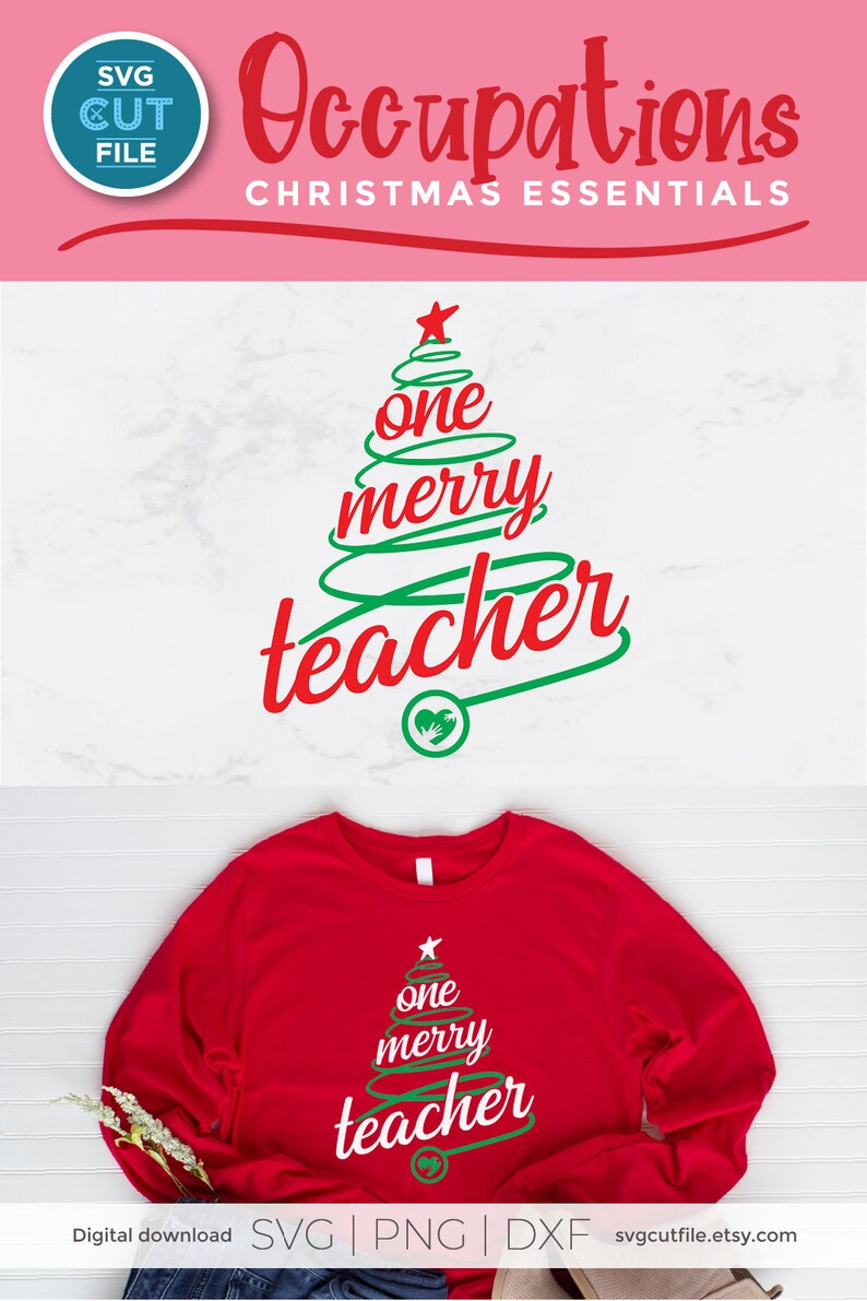 Christmas Teacher Svg Teacher Christmas Svg One Merry - Etsy