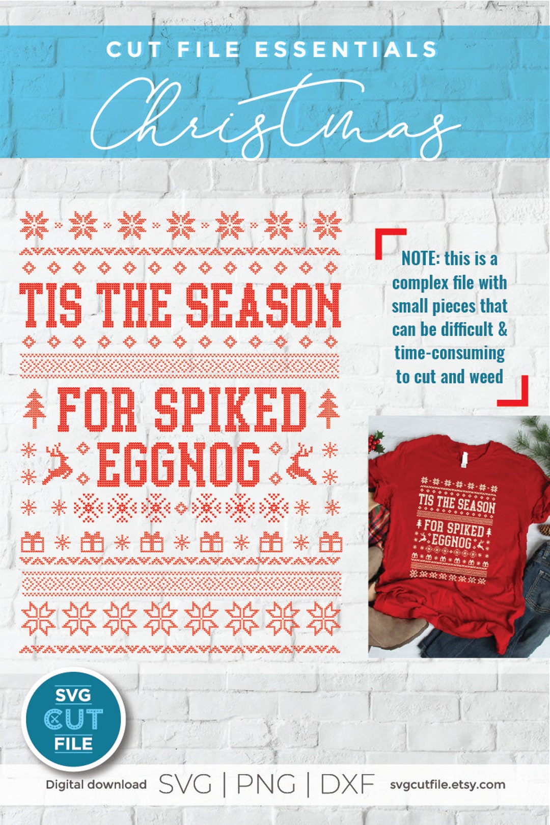 Ugly Christmas Sweater Svg, 'tis the Season for Spiked Eggnog Cut File ...