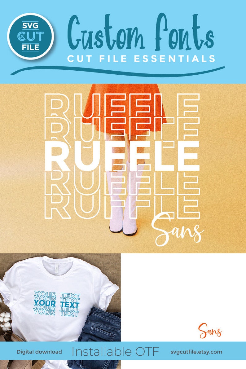 Stacked Font Mirror Font Stacked Letters Cricut Otf Etsy