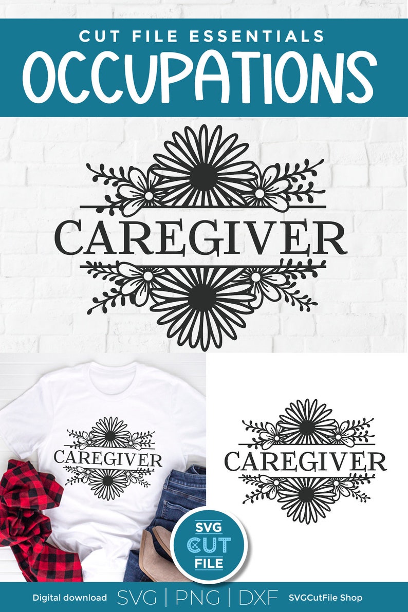 Caregiver svg, care giver appreciation svg, split floral frame svg, Nurse svg, home care svg, flowers svg, healthcare, sunflower svg image 10