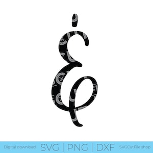 May include: A black ampersand symbol featuring a repeating pattern of small white scissors and circular icons. The design is presented as a digital graphic file, with the text SVG, PNG, DXF, and SVGCutFile shop visible at the bottom.