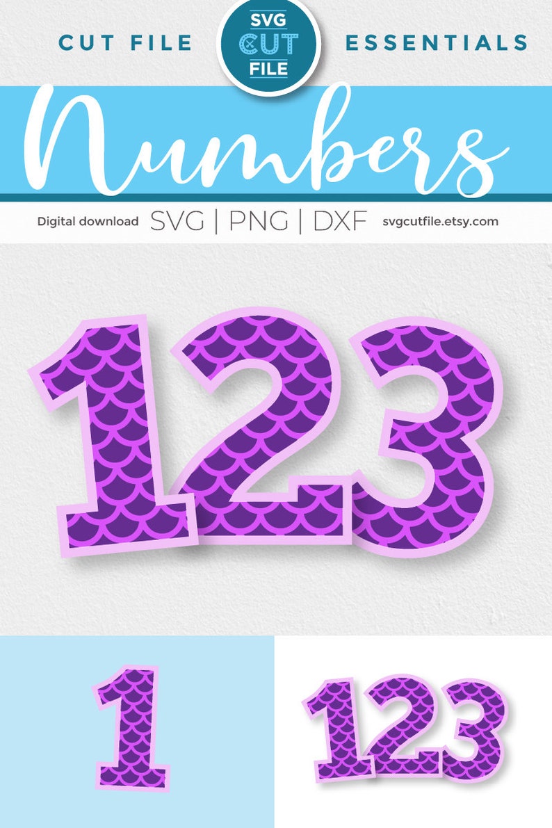 Download Mermaid numbers svg birthday decorations baby numbers svg ...
