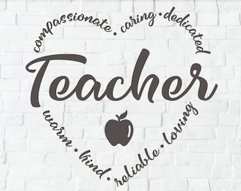 Teacher appreciation svg, teacher word art, school svg, teacher day svg, heart shape, teacher word art, back to school svg, warm kind week