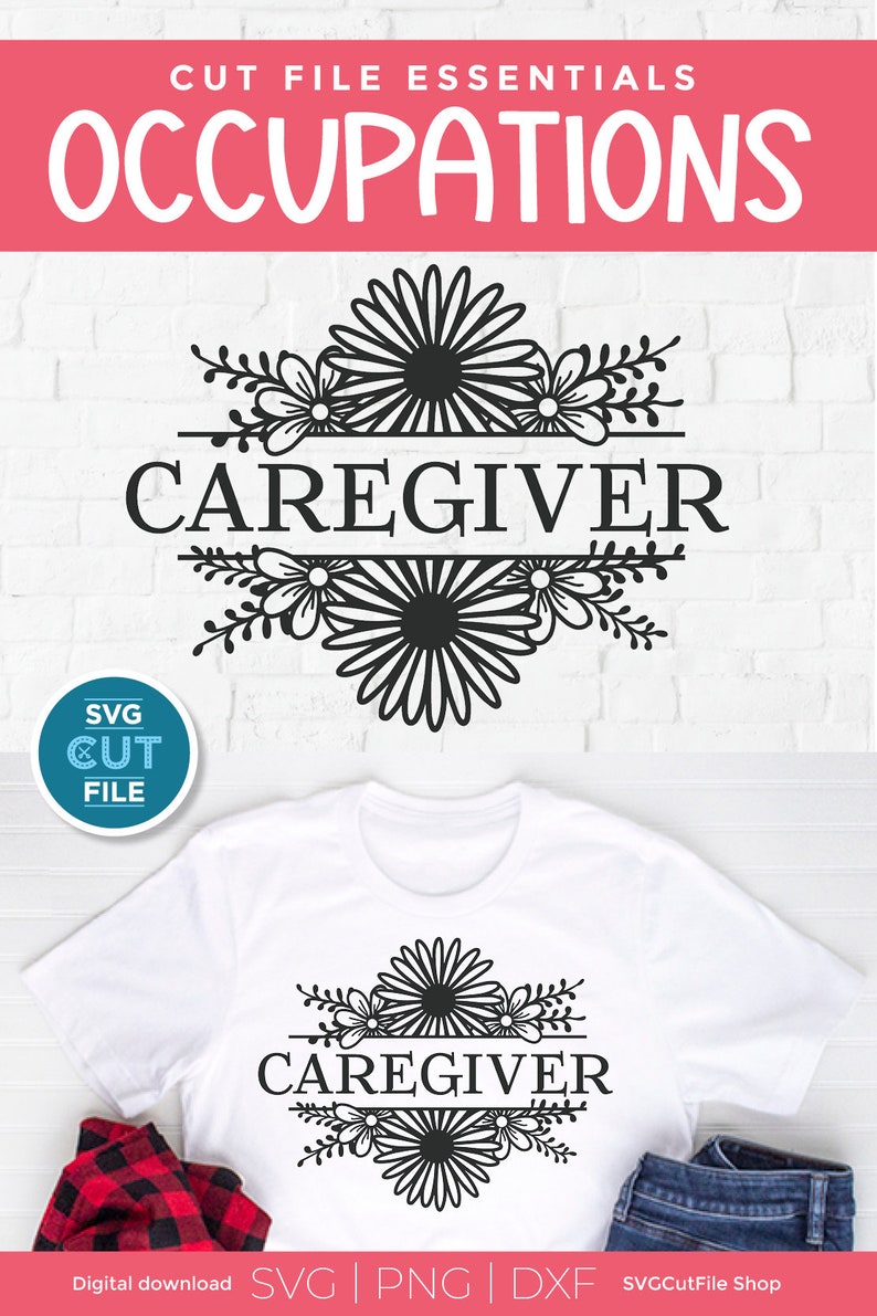 Caregiver svg, care giver appreciation svg, split floral frame svg, Nurse svg, home care svg, flowers svg, healthcare, sunflower svg image 7