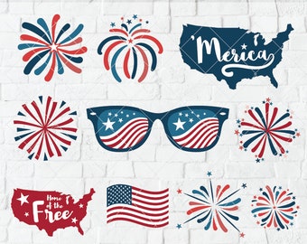 4. Juli svg, Sonnenbrillen svg, vierter Juli svg, Merica svg, amerikanische Flagge svg, USA svg, svg dxf png, murica svg, Feuerwerk svg