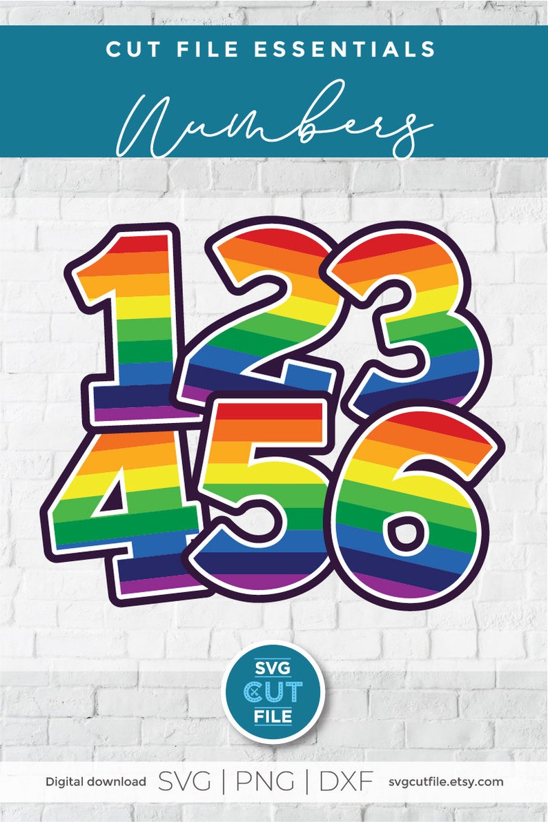 Download Rainbow numbers svg colorful numbers svg unicorn birthday ...