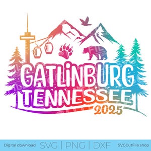 Gatlinburg Tennessee svg, familie-uitstapje SVG, 2025 meisjes vakantie, vrienden, TN crew svg, png voor sublimatie, squad, bergen, Cricut, svg dxf