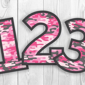 Roze camo nummers svg, camouflage leger babymeisje, 1e jager jongen, eerste verjaardagsfeestje dxf 2e 3e 4e, militaire uitnodiging decoratie meisjes