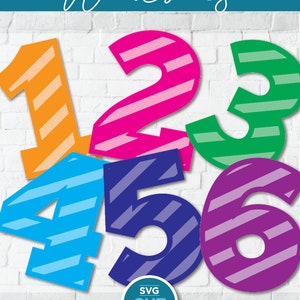 Striped number svg, 5th cane party, first second third birthday png, fourth fifth cut file font dxf, 1st 2nd 3rd 4th, candy clip, numbers
