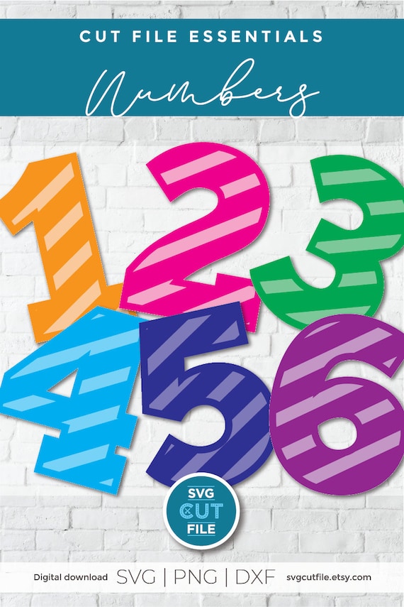 Striped number svg, 5th cane party, first second third birthday png, fourth fifth cut file font dxf, 1st 2nd 3rd 4th, candy clip, numbers