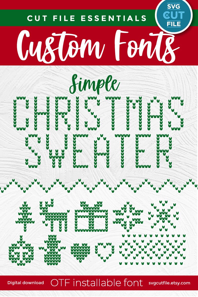 Ugly Christmas Sweater Font OTF Installable Type Cross - Etsy