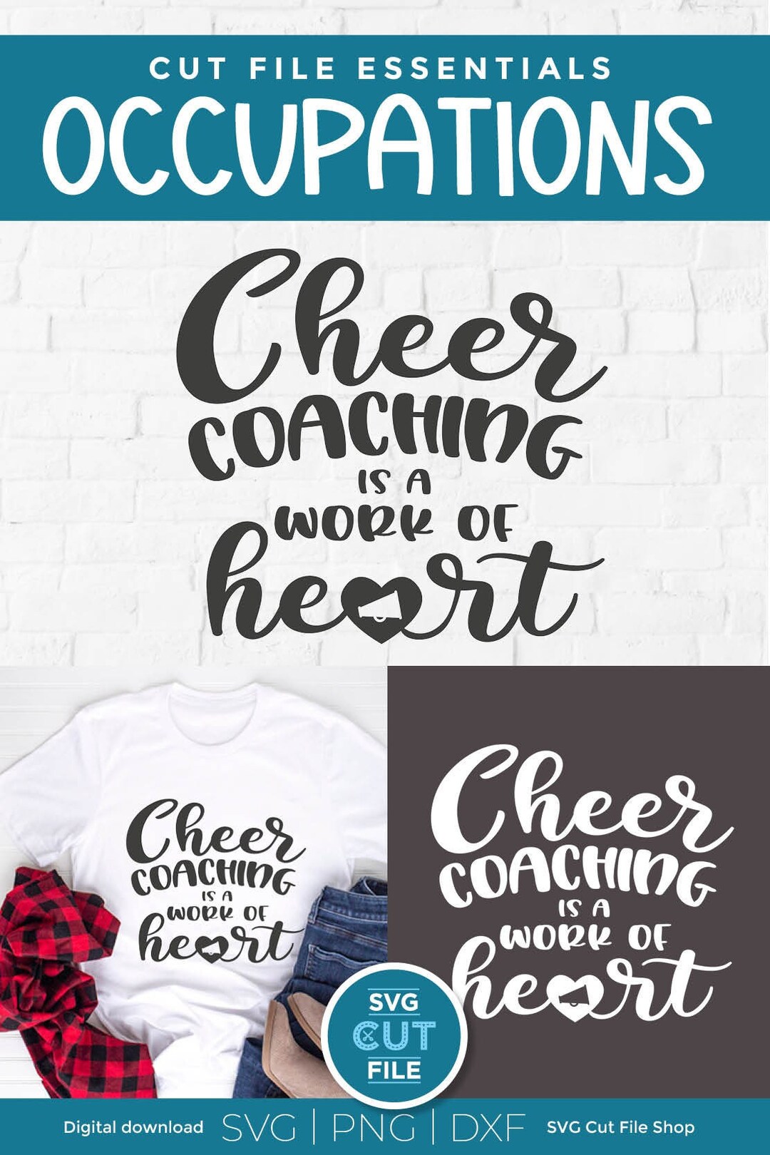 Cheer Coach Svg, Coach Svg, Cheer Coaching, Work of Heart, Coach