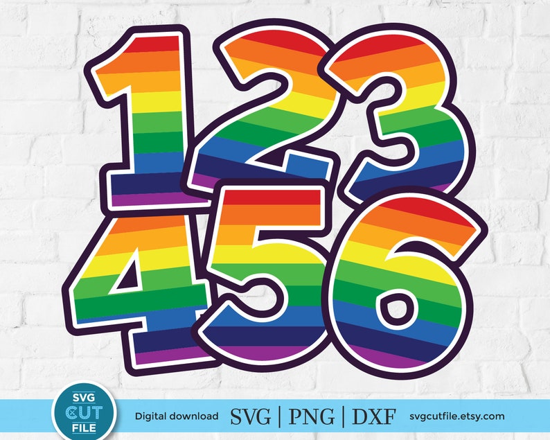 Download Rainbow numbers svg colorful numbers svg unicorn birthday | Etsy