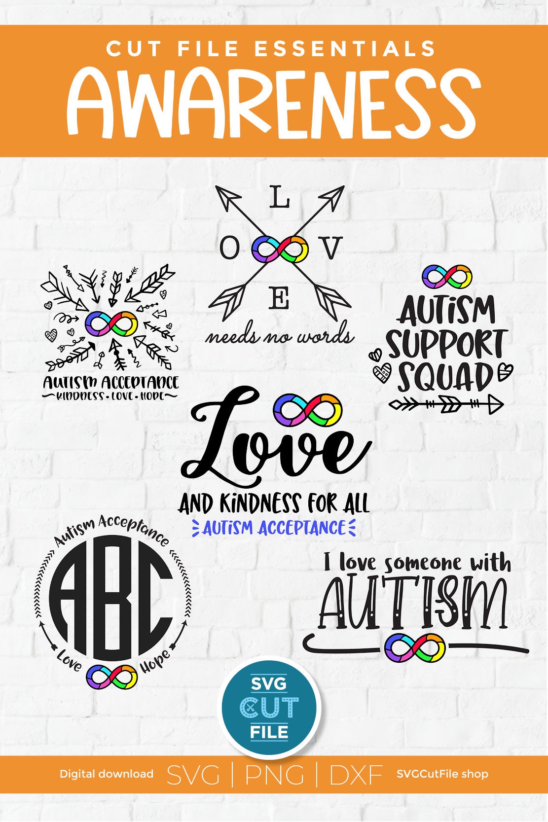 Autism Infinity Svg Bundle, Aspergers Syndrome Awareness, Rainbow ...