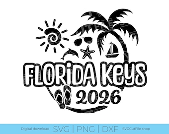Florida Keys SVG, Florida Keys Vacation, 2026 svg, Florida PNG, png for sublimation, Family Trip, Engraving, Laser CNC, Cricut, svg dxf png