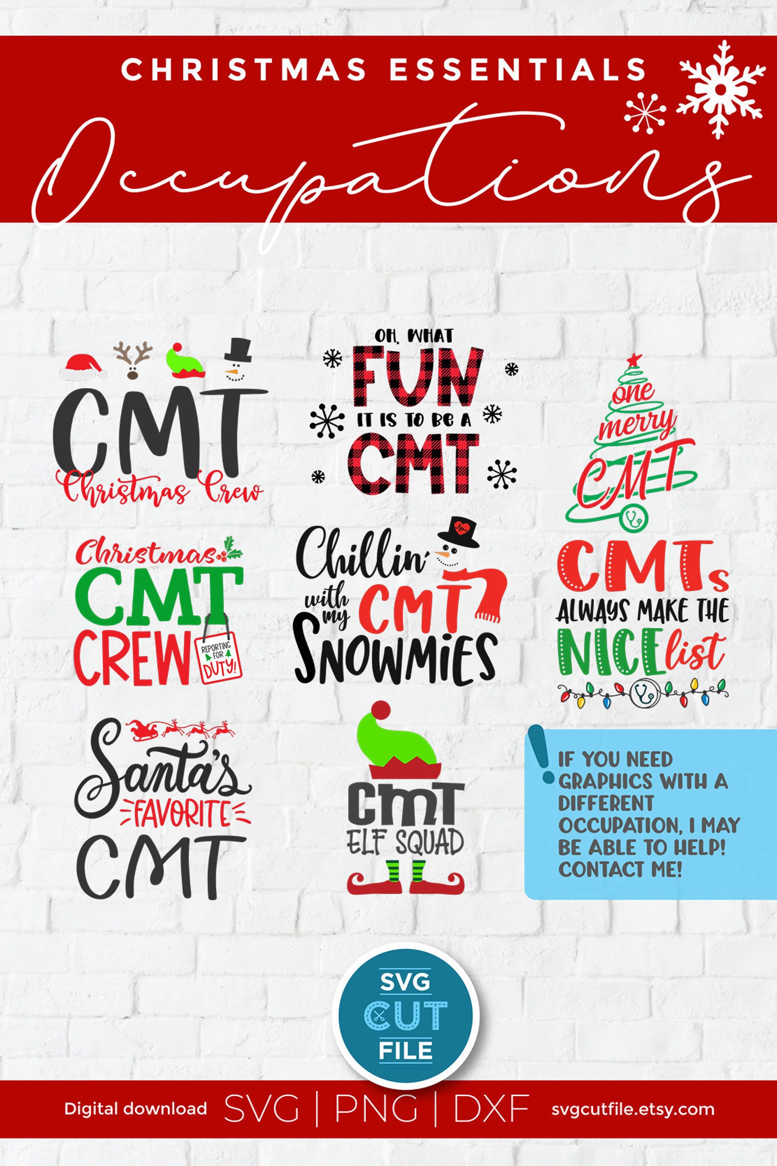 Christmas CMT Svg Bundle Certified Medical Technician CMT Etsy