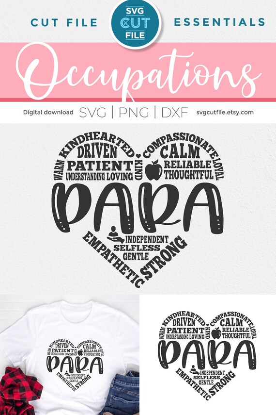 Para Svg, Paraprofessional Svg, Subway Art, Word Cloud, Word Art, Heart  Shape Svg, Teachers Aide, Para Life, Gift Idea Svg Dxf Png, Teacher - Etsy