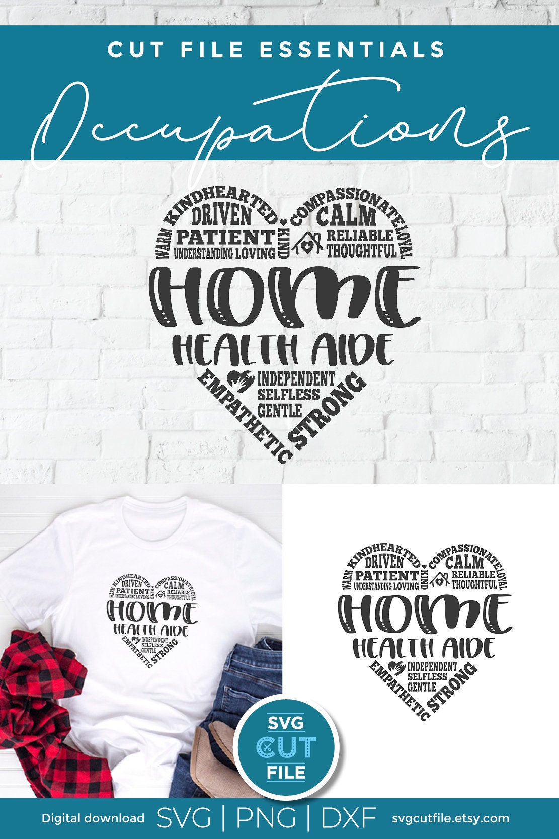 Home health aide svg, home health aid svg, HHA svg, home healthcare svg, heart with text svg, home care worker svg, HHA gift svg dxf png