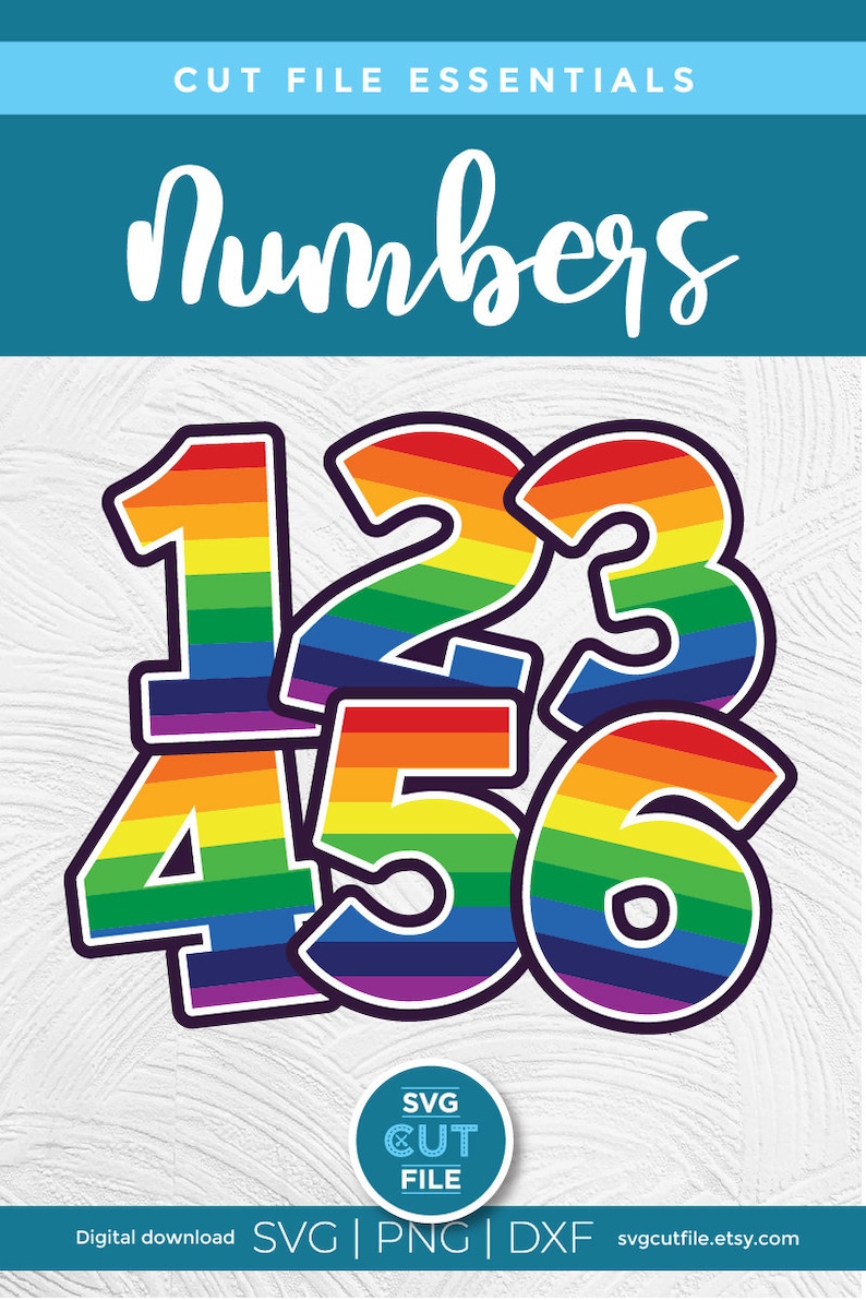 Download Rainbow numbers svg colorful numbers svg unicorn birthday | Etsy