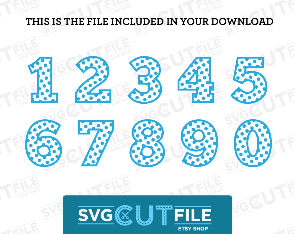 Polka dot numbers svg polka dot 1 printable numbers polka | Etsy