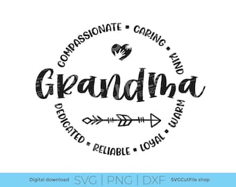 Oma-SVG, Oma-Herz-SVG, Oma-Symbol-SVG, süßes Oma-Geschenk, Muttertag, Großeltern-SVG, Großmutter, SVG, DXF, PNG