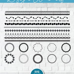 Divider line borders svg, Circle frames svg, chain svg, rickrack svg, zigzag svg, heart border svg, link svg, SVG, DXF and PNG, pattern svg